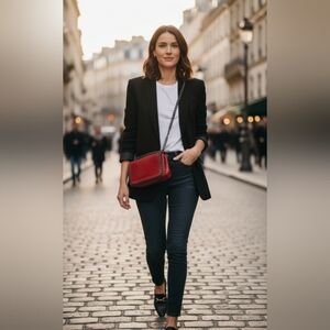 Red Crossbody Bag with Chain Detail vintage